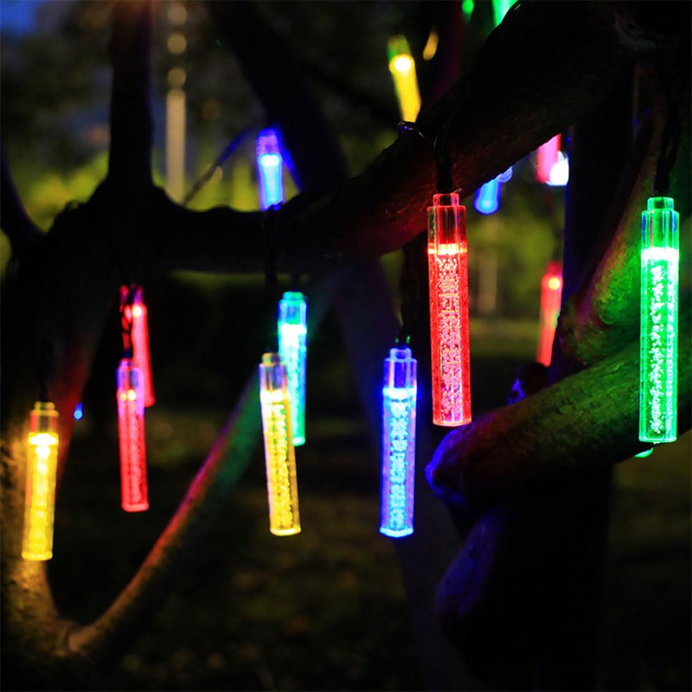 Treer Solar Powered Garden Lights, Solar Outdoor Fairy Lights, Outside IP55 Waterproof Garden Ornaments Outdoor LED String Lighting for Patio Yard (Icicle Multicolor,5M, 20 Lights)