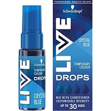 Schwarzkopf LIVE Colour Drops, Vegan, Semi-permanent, Blue Hair Dye, Lasts 2 to 12 Washes, Crystal Blue 30 ml