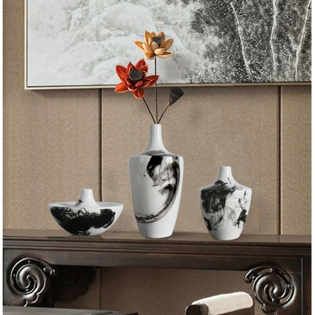 Accueil Vases Vase en céramique d'encre de Chine Moderne Maison Salon entrée Arrangement Fleurs décoration Bureau étude Zen Décor intérieur