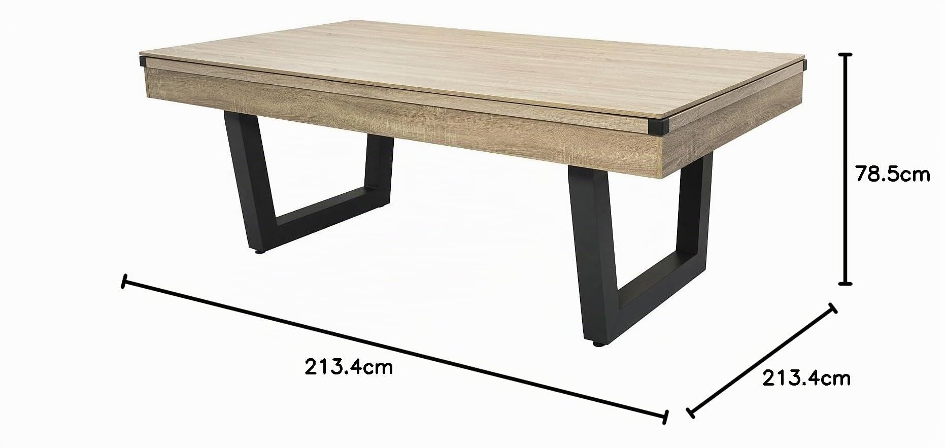 Vente-unique - Billar 6 plazas Melian - MDF - Negro, Color Natural Claro