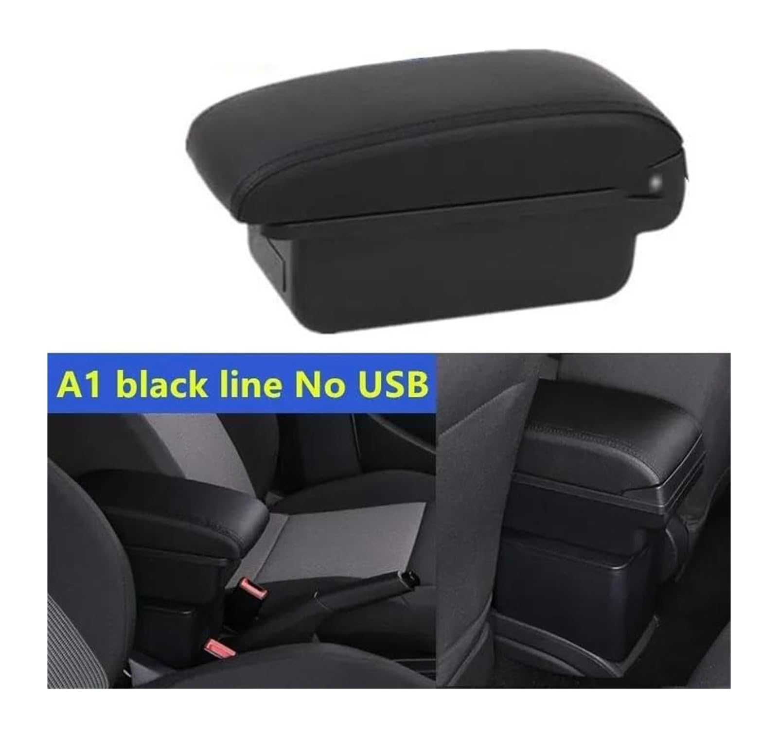 Boîte Rangement Console Centrale Pour Accoudoir Voiture Universel Modèle Boîte Rangement Accessoires Pièces Rénovation Augmente Et Soulage Fatigue(A1 Black Line No Usb)