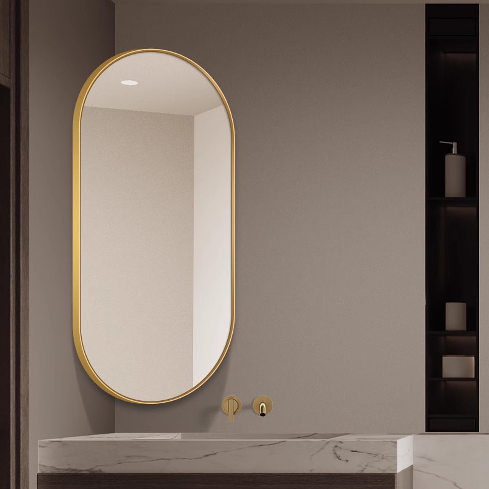 Miroir de salle de bain ovale 30 x 50 cm 35 x 60 cm 40 x 70 cm 40 x 80 cm 50 x 80 cm 50 x 90 cm Miroir mural avec support Décoration d'intérieur élégante pour les espaces de bain