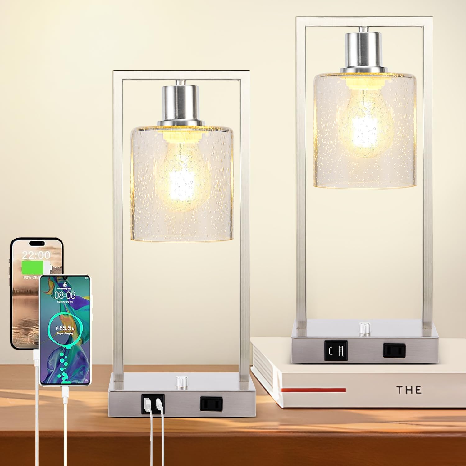 Industrial Table Lamps for Bedroom Set of 2 - 16