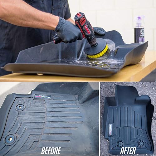 Miniatura 6 de Paquete de 3 cepillos de taladro para detallado automático, cepillo limpiador de ruedas, kit de suministros de cepillo de lavado para neumáticos,