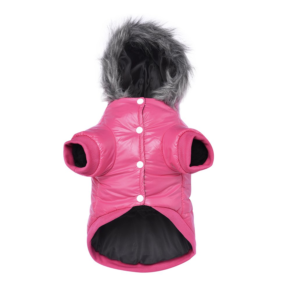 Dog Coat for Small Dogs, Windproof Doggie Puffer Jacket with Leash Hole, Extra Warm Dog Jacket Winter Coat, Pink L