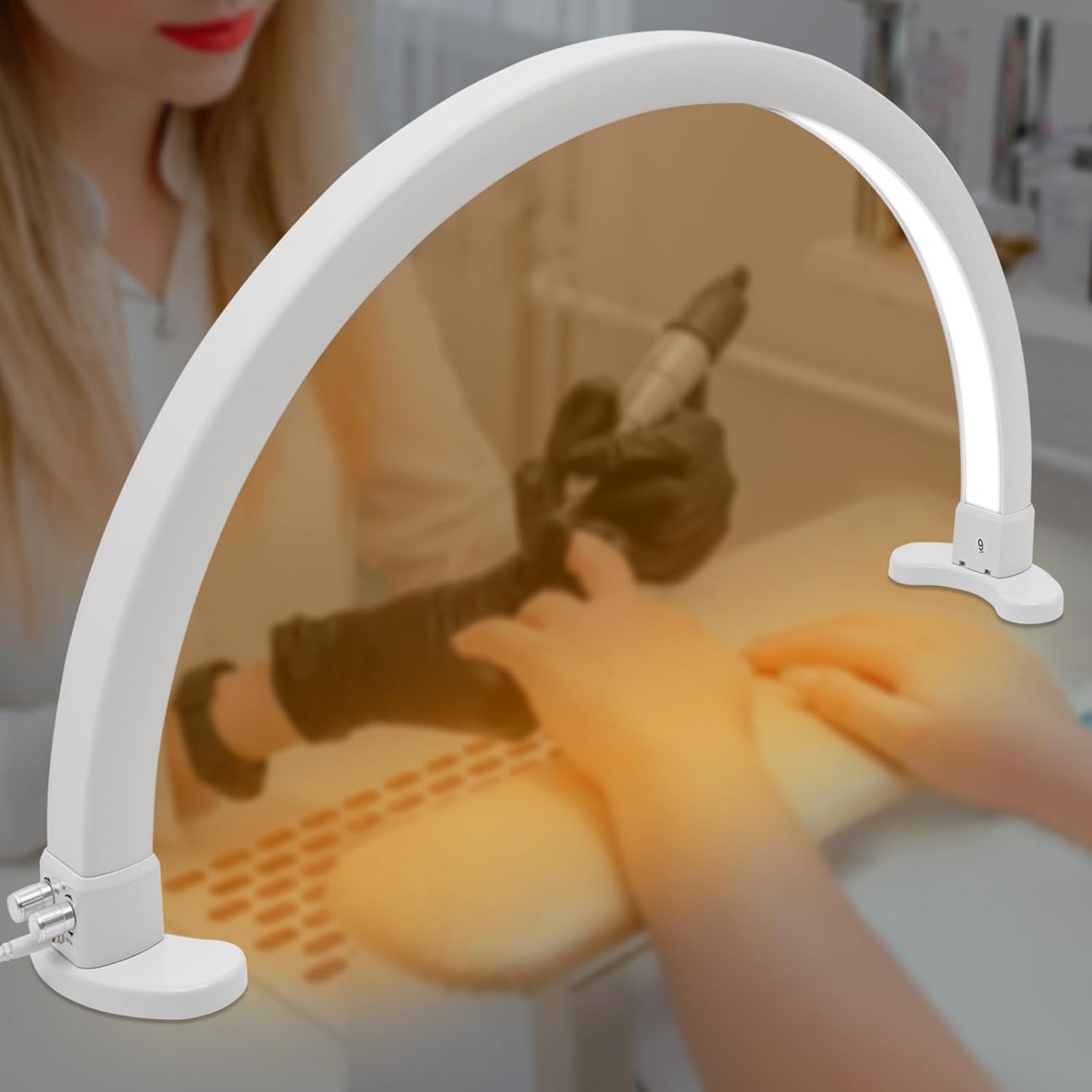 Lampa półksiężycowa, profesjonalna lampa estetyczna, półksiężycowa lampa LED do rzęs, biurowe światło wypełniające pięknem z lampą półksiężycową o temperaturze 2700-5600 K