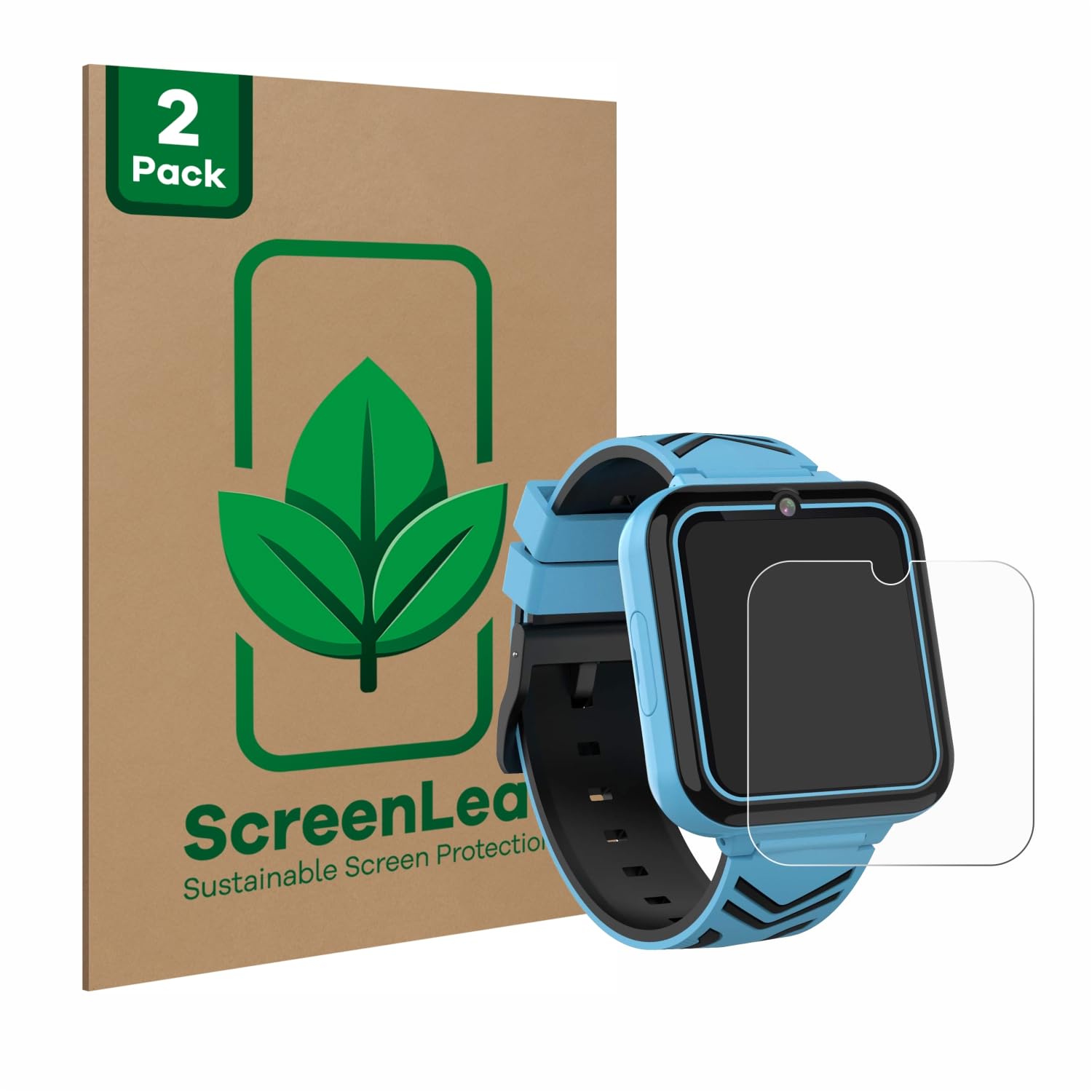 ScreenLeaf(2 Pack Screen Protector compatible with Moweallarge Kids Smartwatch 1.57" [sustainable screen protection, clear, anti-scratch]