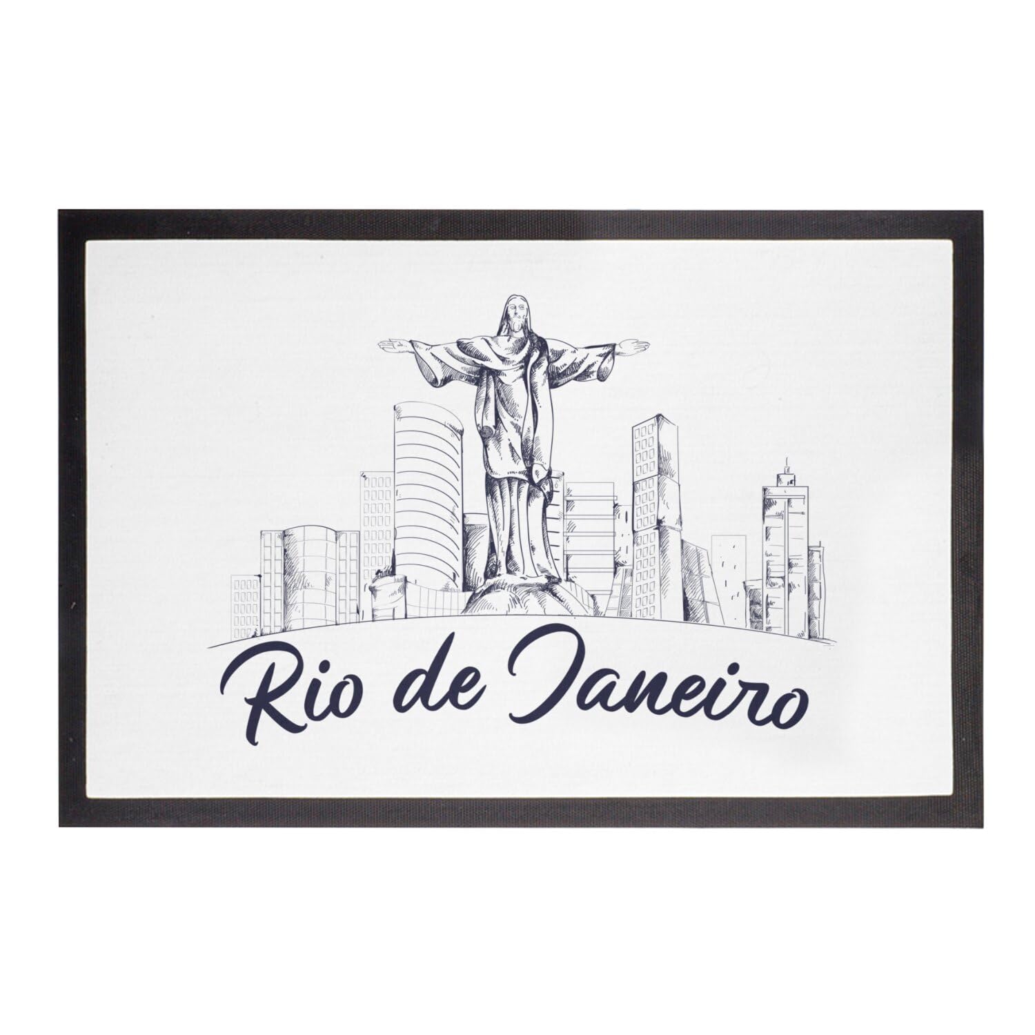 Tapis Entrée Rio de Janeiro Paillasson Blanc Brésil Voyage 60x40