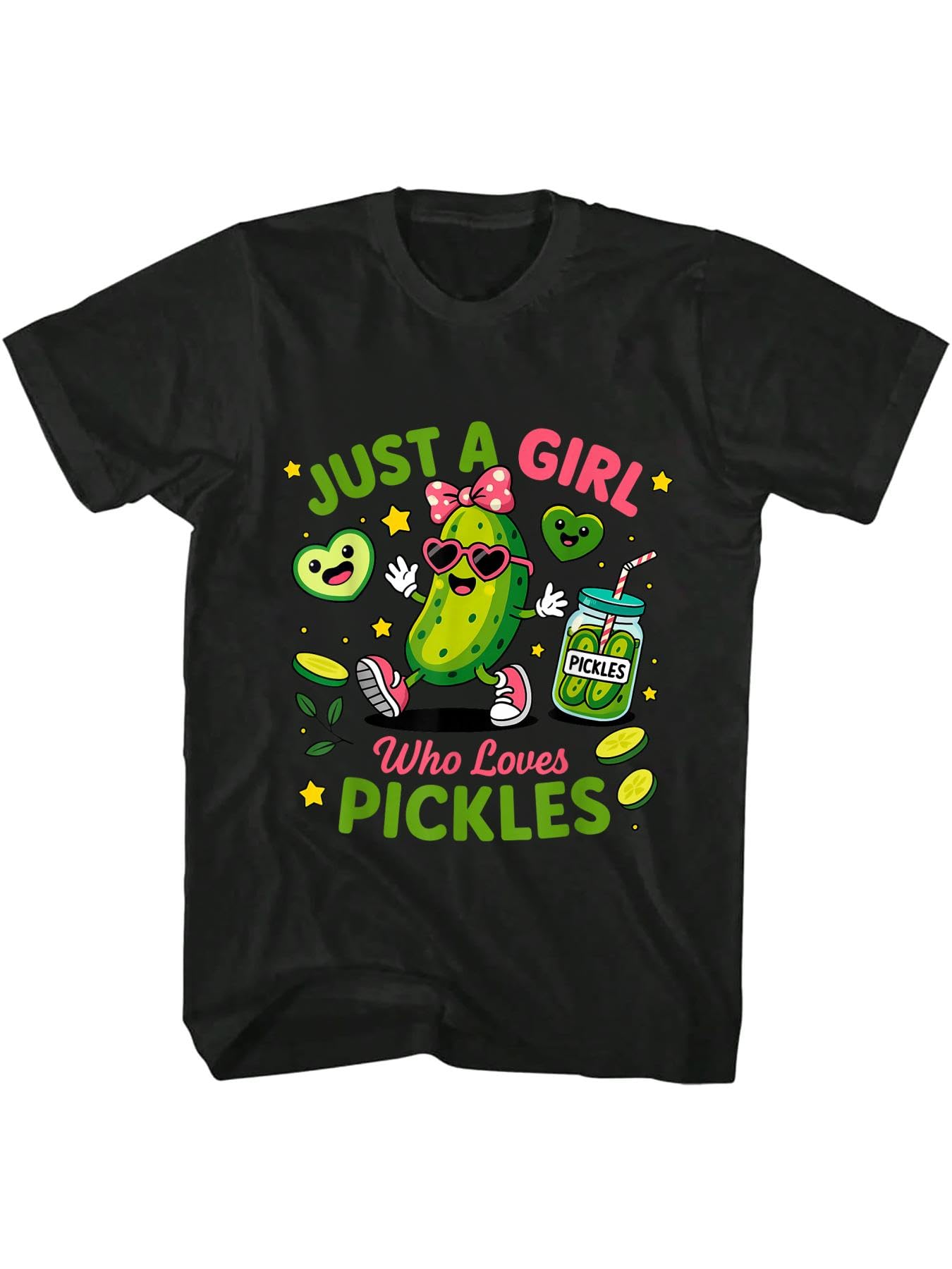 KMFSDXS 100% Cotton Just A Girl Who Loves Pickles Funny Toddler Pickle Costume T-Shirt Black