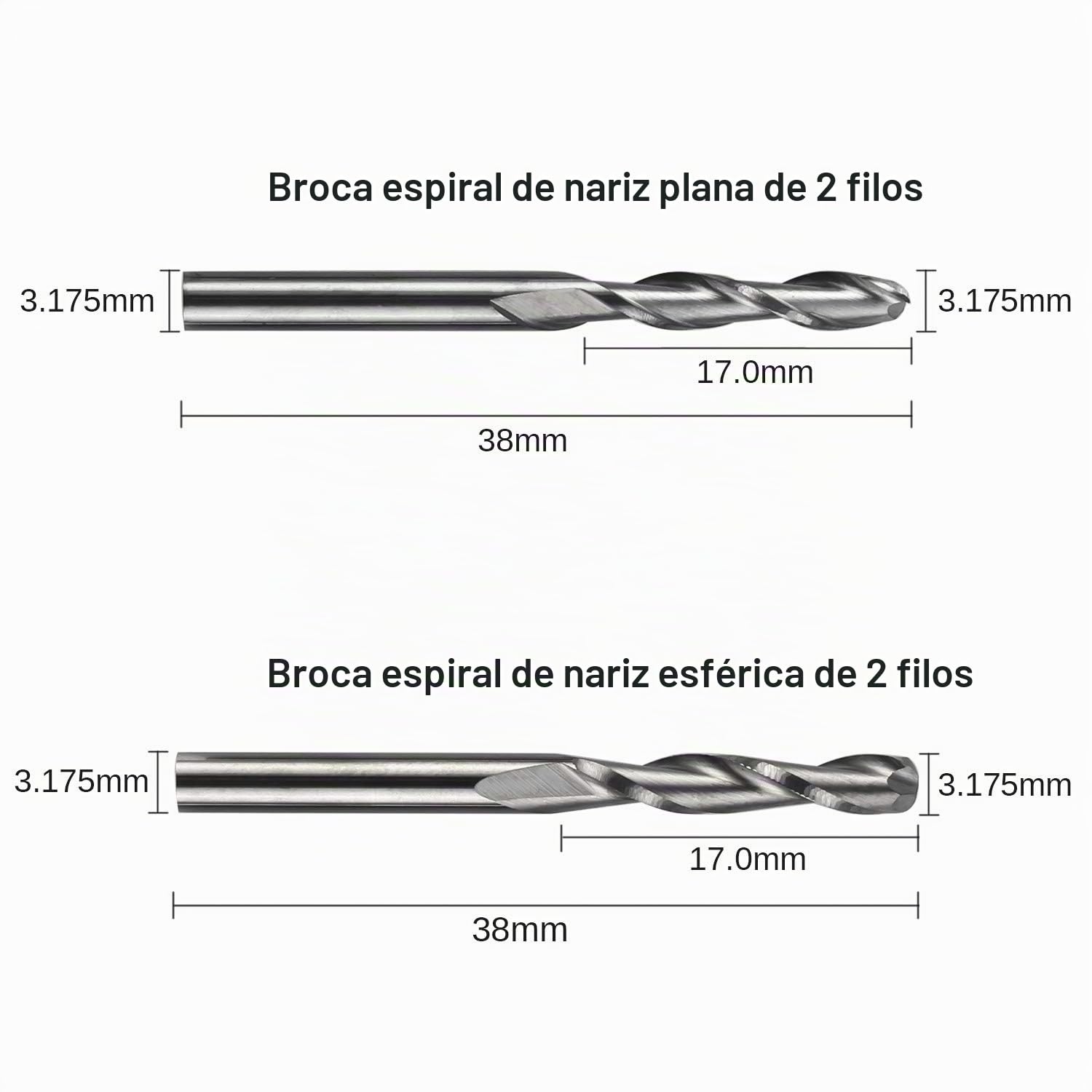 Genmitsu Juego de 40 brocas de fresado CNC para fresas de fresado CNC de vástago de 1/8 pulgadas, incluye 2 flutos planos de nariz y nariz de bola, nano azul y capa de titanio, MC40A