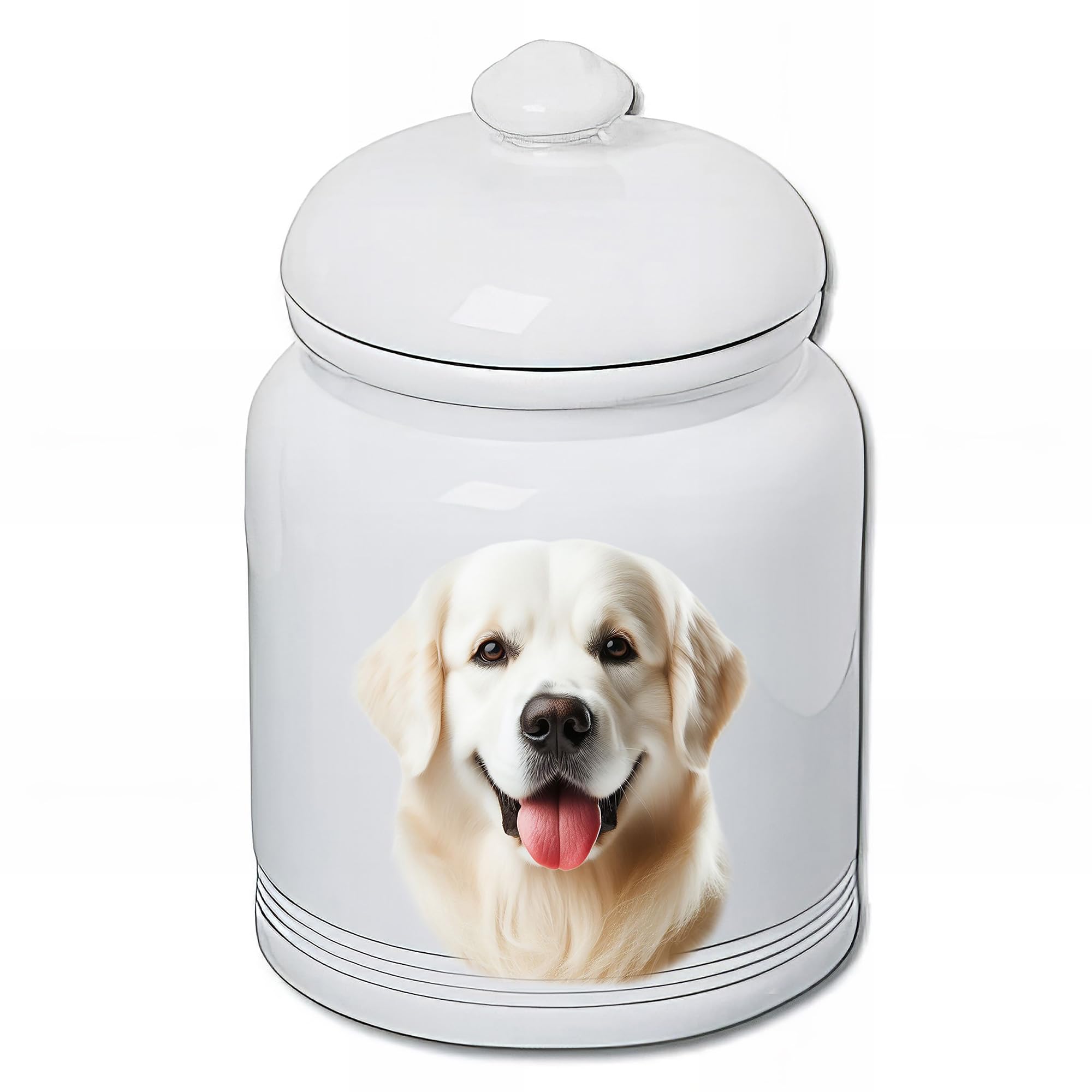 Best of Breed Golden Retriever White Dog and Cat Ceramic Treat Jar 9