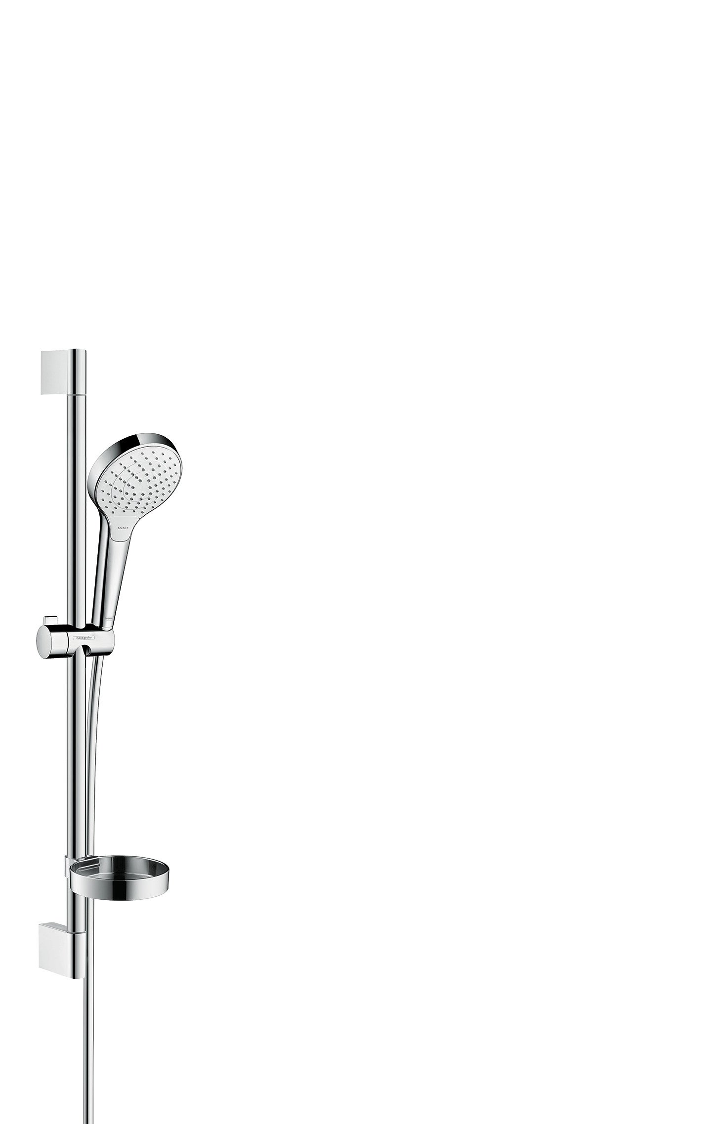 Hansgrohe Set de douche HANSGROHE Croma Select S Vario avec barre Unica'Croma 65 cm et porte-savon blanc/chromé - 26566400, Barre Laiton, douchette ABS, Blanc/Chrome, Ensemble Barre 65 cm Plus Porte savon