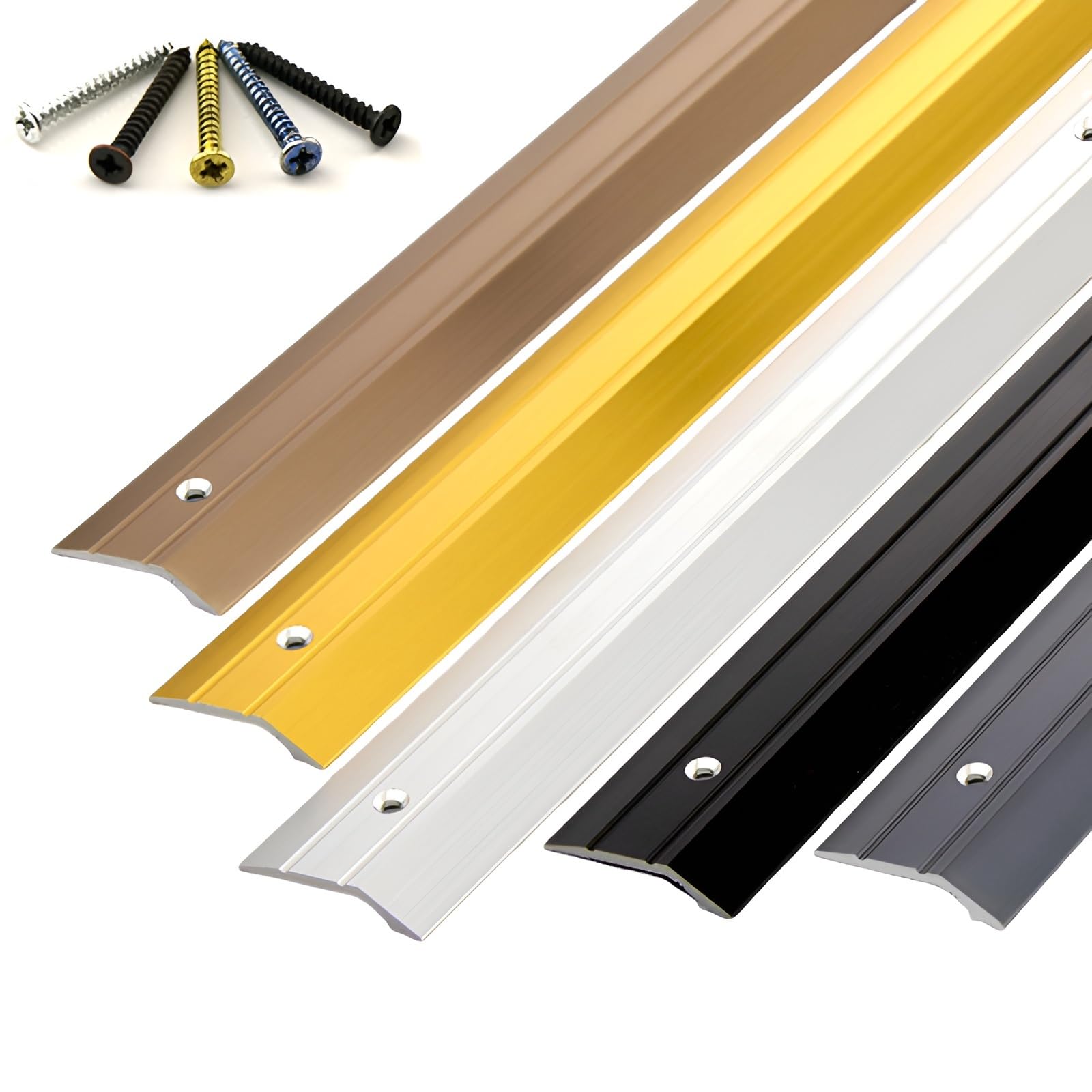 Profilo di Transizione Soglia di Dislivello Pavimento in Metallo, | Rampa per Dislivelli Inferiori a 5 mm,Striscia di Giunzione per Moquette e Piastrelle(Silver,3.3cmx100cm)