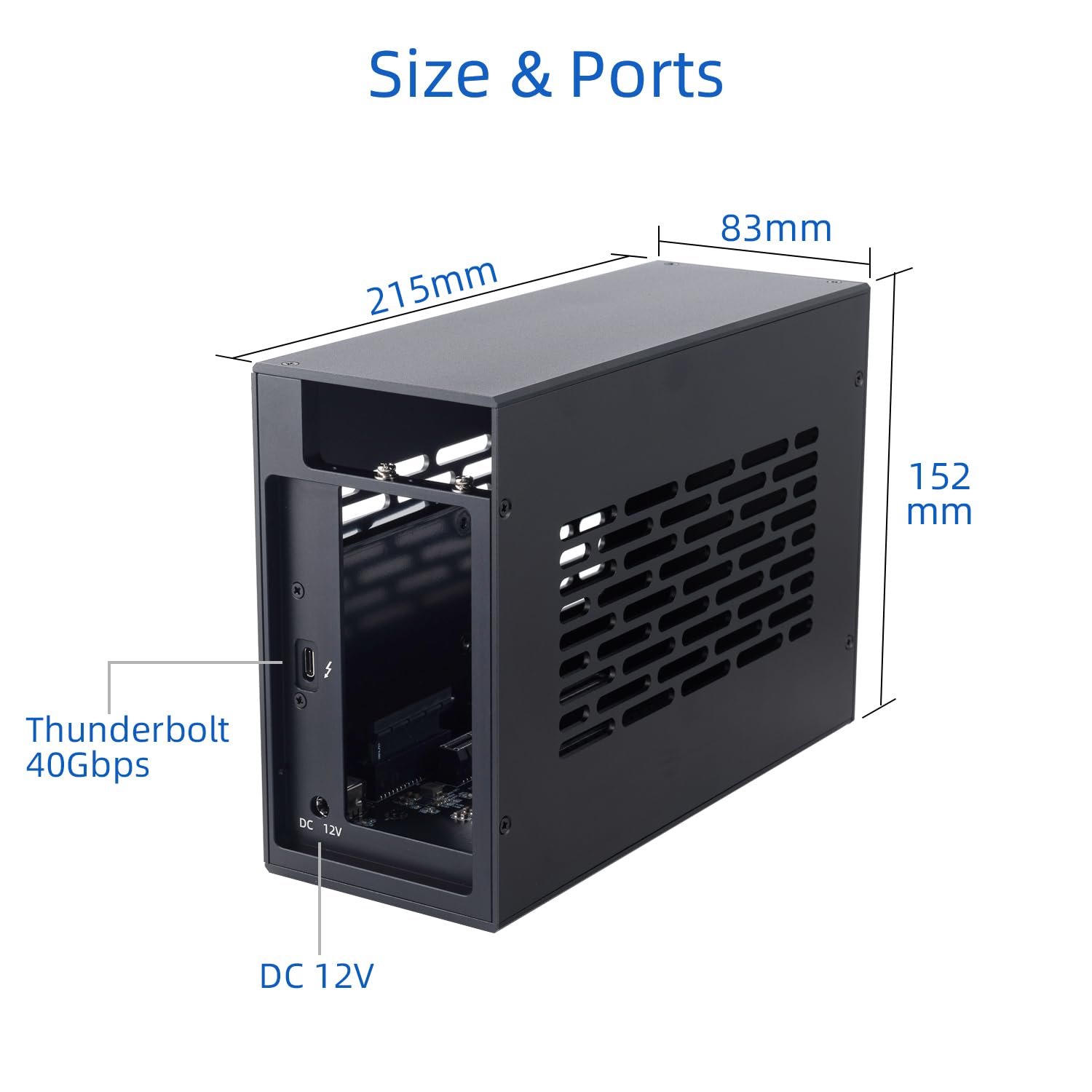 Chassis di espansione PCIe Thunderbolt da 3 a 2, alloggiamento esterno con due slot PCI Express, doppio dock PCIe per laptop/NUC, uscita TB3, supporta schede DeckLink su Windows/Mac (MK-Q2L