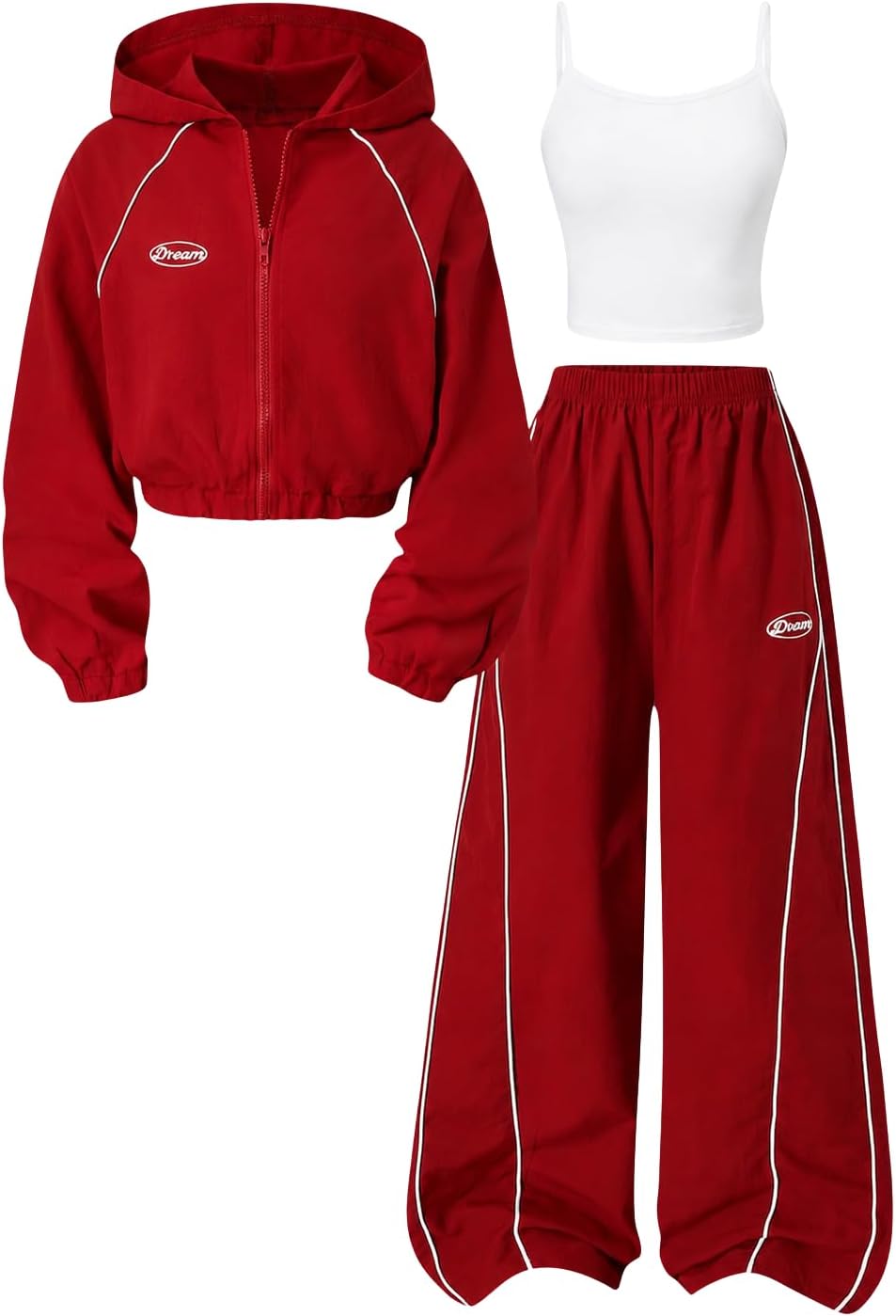 Cakaner Girls 3 Piece Outfit Set Cami Top & Hoodie Sweatshirt & Sweatants Set