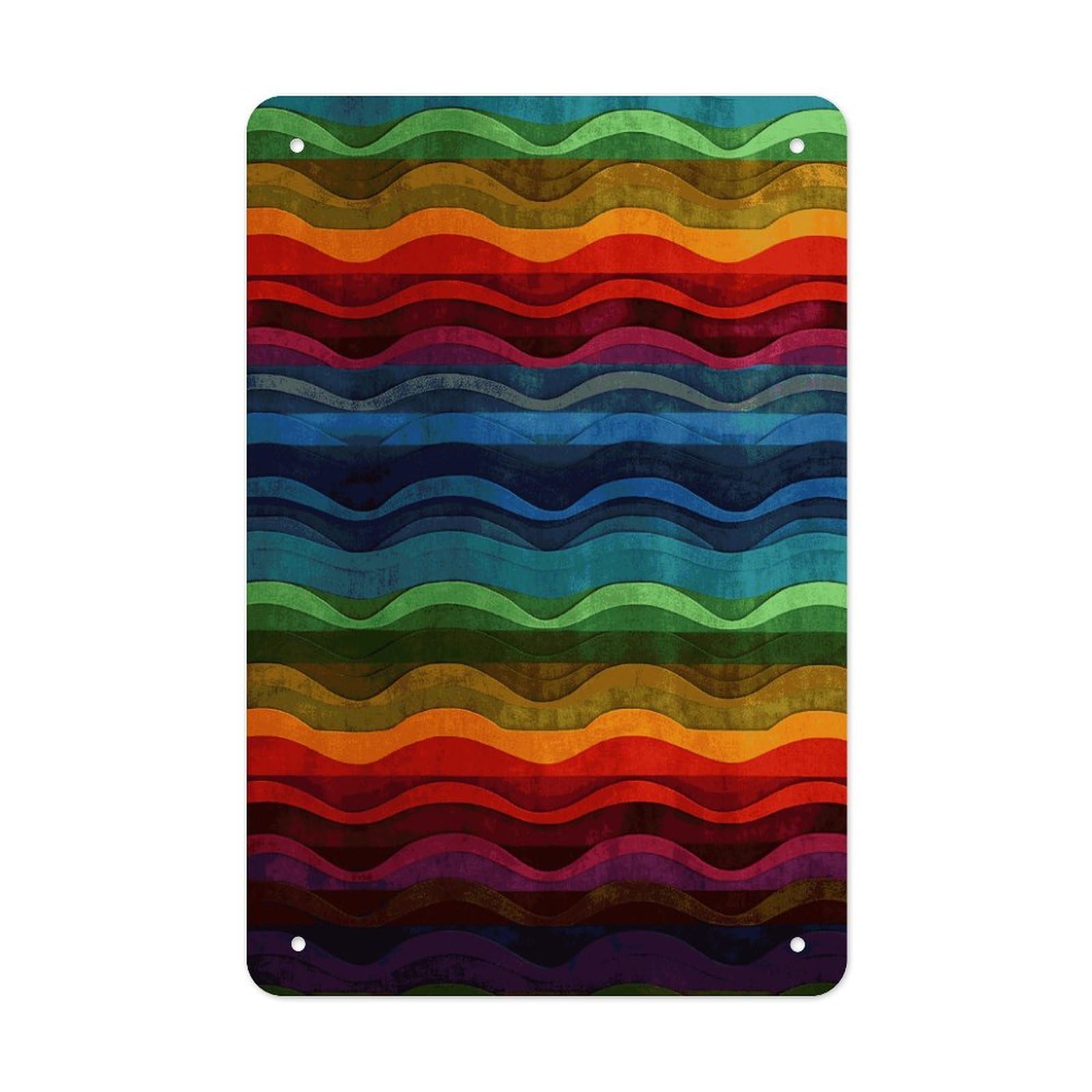 LDGSUPH Rainbow Wall Art Prints Folded Edge Iron Sheet Painting with Holes for Wall Prints Decorative Picture Metal Signboard Decor Painting for Outdoor Indoor Wall Decor