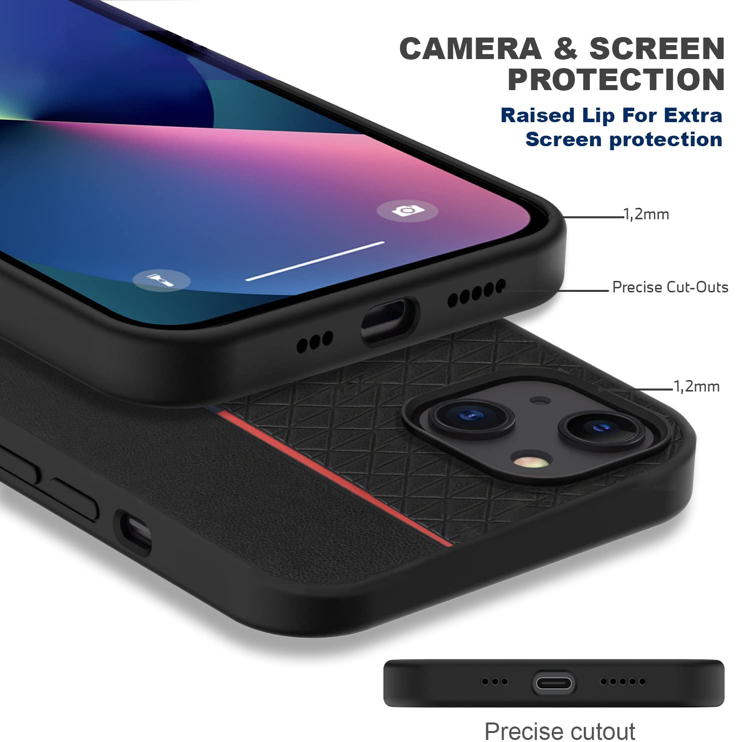 BMW BMHCP13MTRTBK - Custodia per iPhone 13 6,1", collezione M Triangles