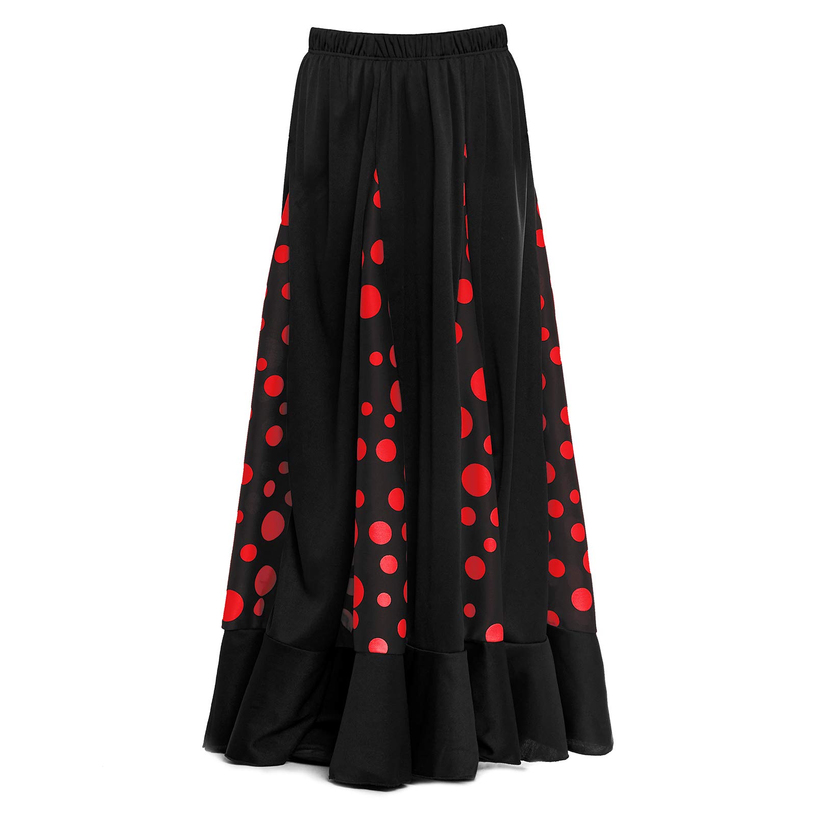 Falda Flamenca Mujer Negra con Quillas Lunares Rojos Tallas Adulto S a XXL Ensayo Baile Danza Disfraz