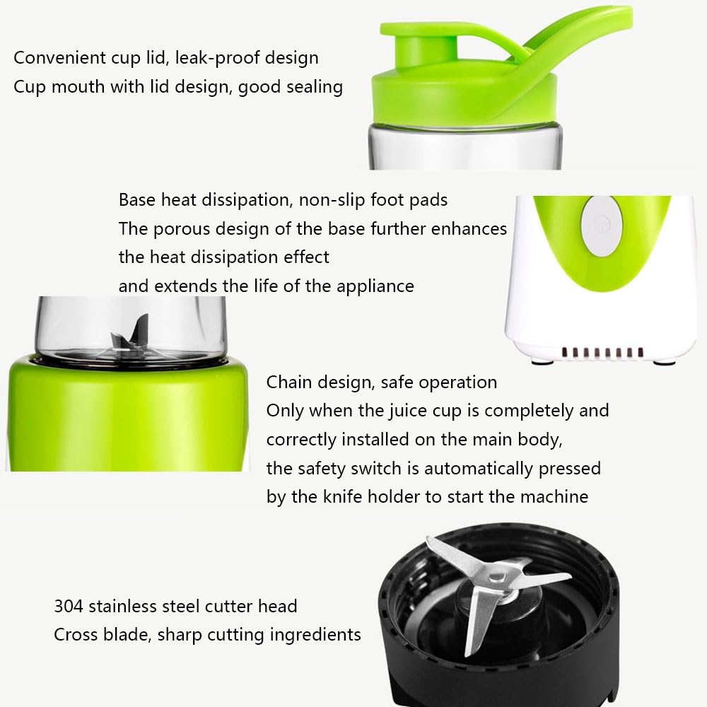 Frullatore Spremiagrumi Smoothie Blender Maker Frullatore Multifunzione Con 4 Lame 22000 Rpm Per Frutta, Verdura, Smoothie, Milkshake, Trita Ghiaccio, Spezie Con Tazze Portatili Senza BPA 600 Ml 250W