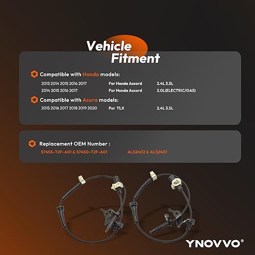 Miniatura 2 de 2 piezas ABS sensor de velocidad de rueda delantera izquierda y derecha para Honda Accord 2013 2014 2015 2016 2017, para Acura TLX 2015 2016 2017