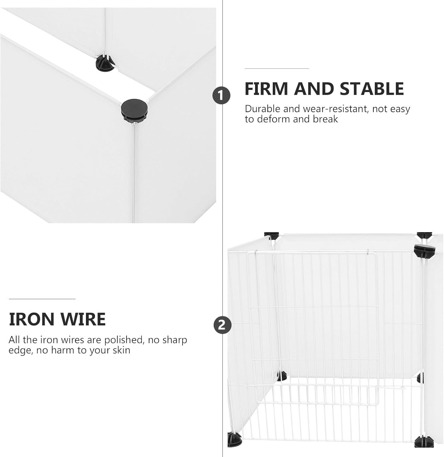 Alasum Pet Indoor Exercise Fence 6pcs Mini Hamster Playpen with Door, Frosted White 35x35 Cm DIY Small Animal Cage for Hedgehogs and Rabbits