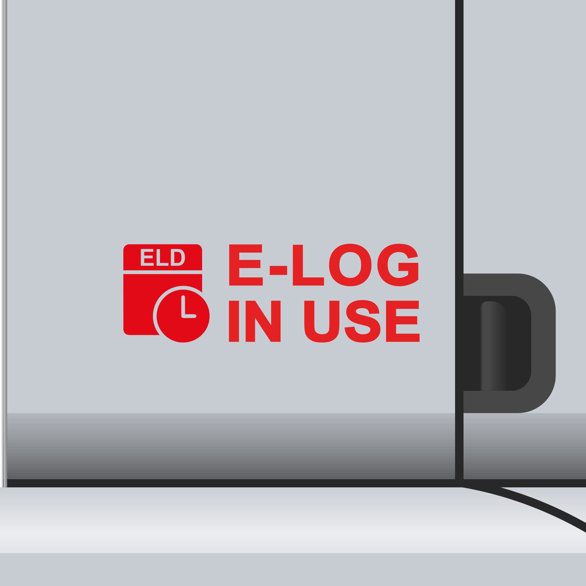 2 Pack - ELD E-Log in Use Vinyl Decal Electronic Logging Device Sticker E-Log Electronic Driver Logs Decal for Commercial Semi Truck & Bus Drivers - Many Colors & Sizes (9" x 3", Red)