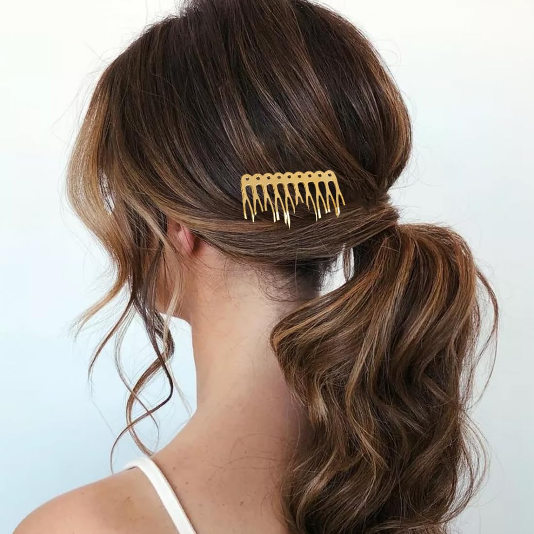 16 Pezzi Pettini Laterali in Metallo 10 Denti, pettinini per Velo, Lato per Capelli per Capelli da Donna Francese con Denti per Accessori per Capelli con Clip per Chignon Argentato & Oro