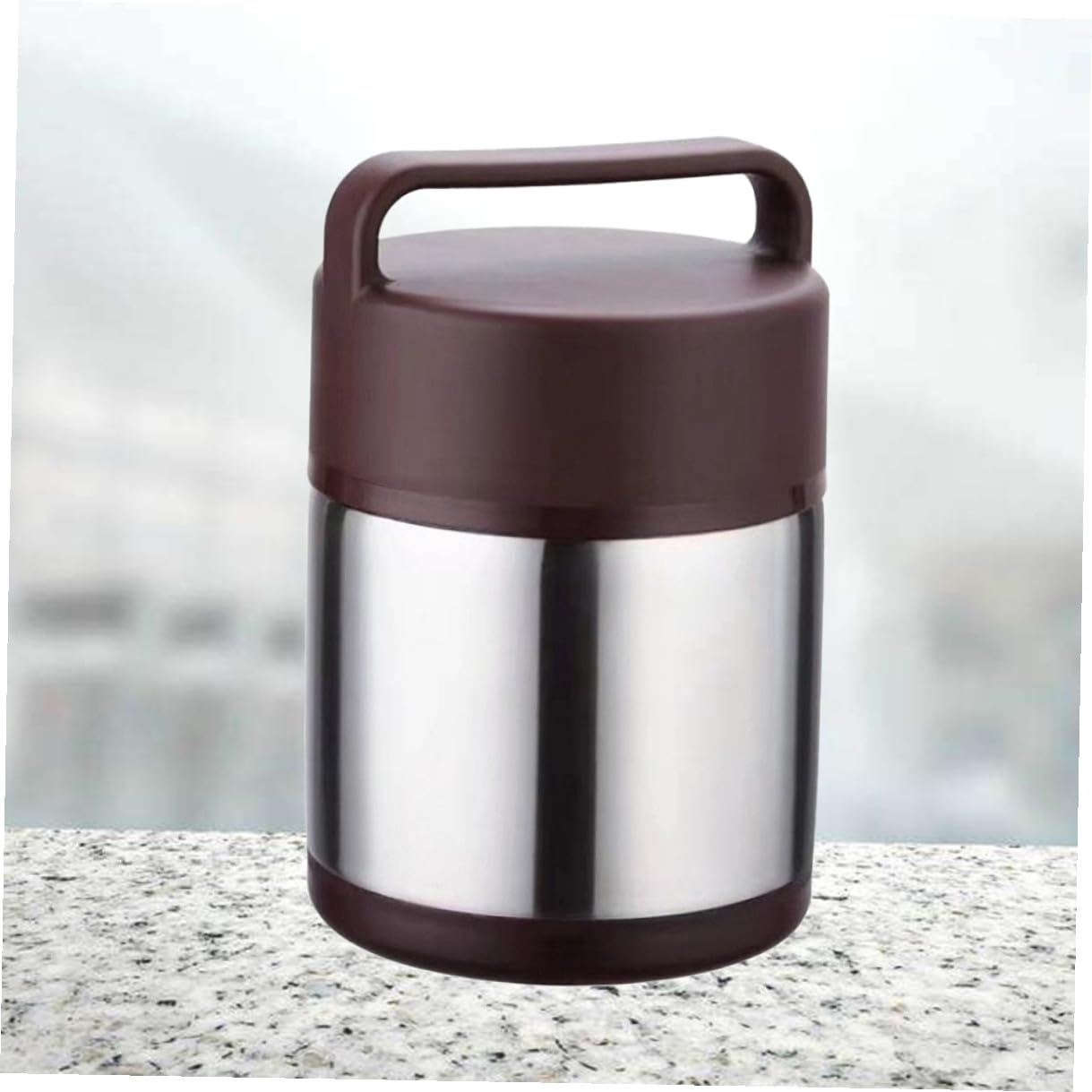 INOOMP Fiambrera de Acero Inoxidable de 1, 8 L, Doble Capa, Café