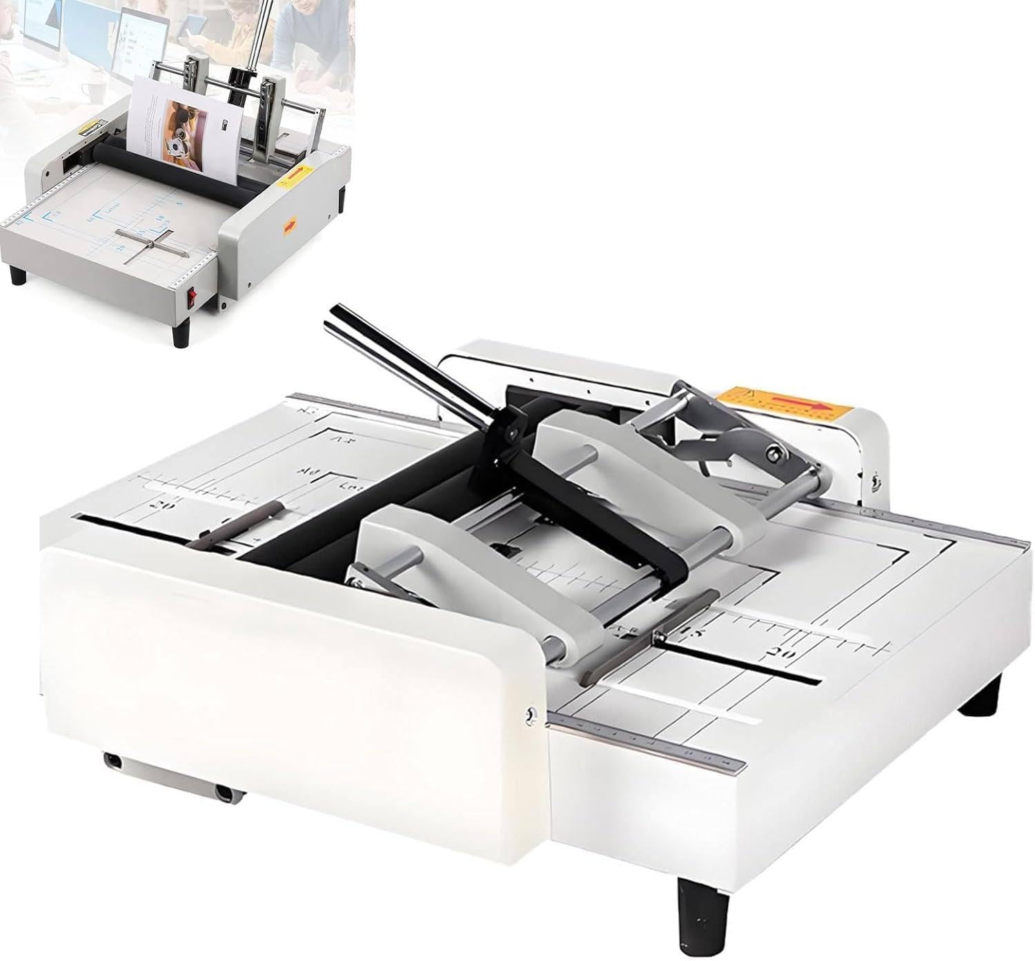 LJLYYDS A3 Booklet Maker, Paper Folding and Binding Machine, Binding & Folding Machine Suitable for Copying Paper, Coated Paper, and Leather Grain Paper，with Dual Adjustable Side Guides