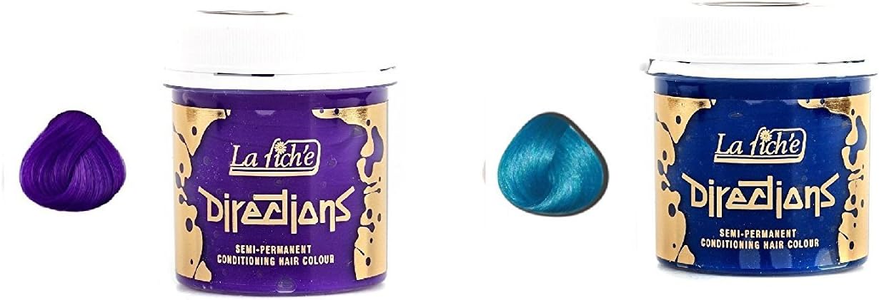 2 x La Riche Directions Semi-Permanent Hair Colour Dye Violet & Lagoon Blue