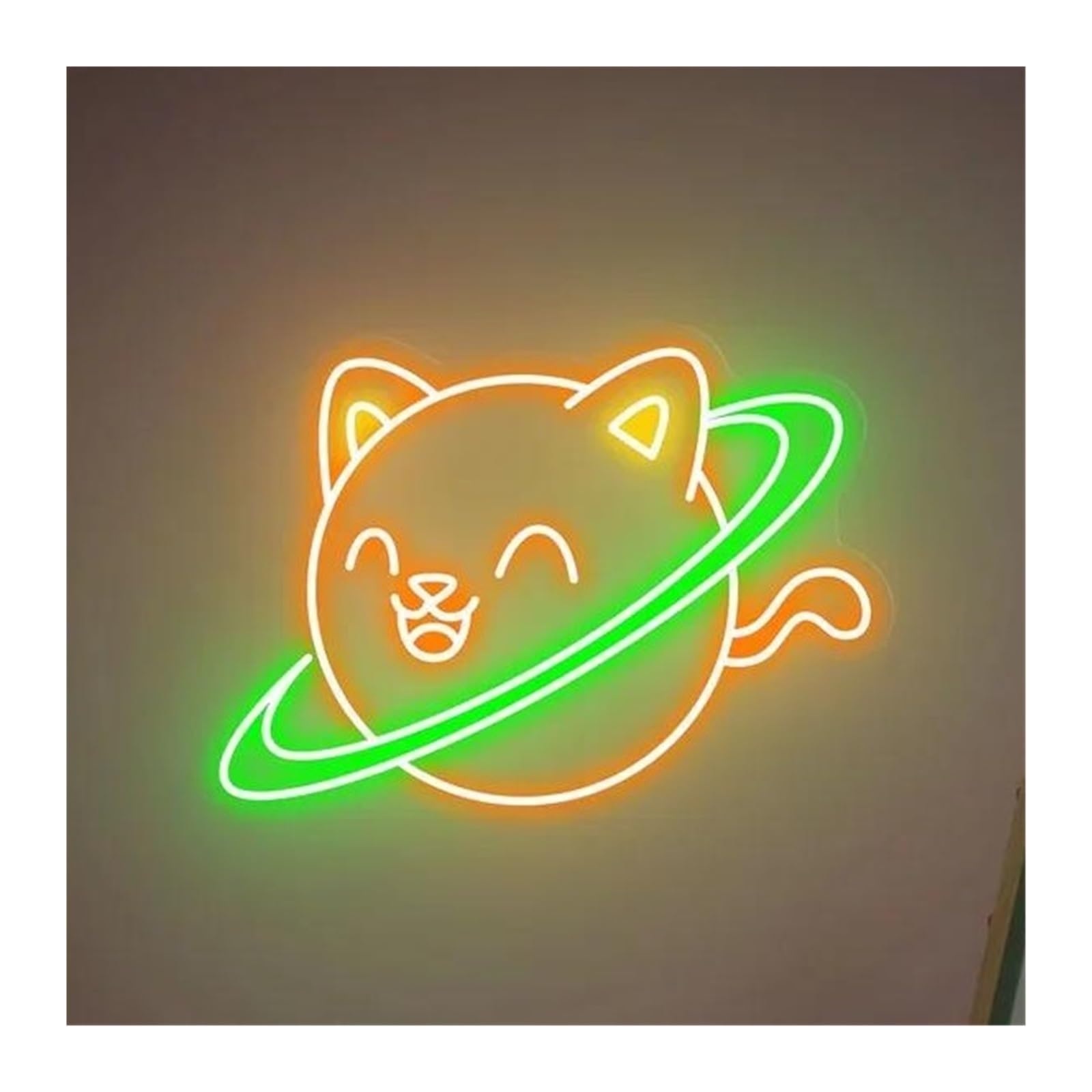 SHOUXI Sign Lamp Cat Planet Neon Sign Cute Animes Kid Bedroom Bar Beer Man Cave Wall Decorative Lamps USB Dimmer Switch 38cm