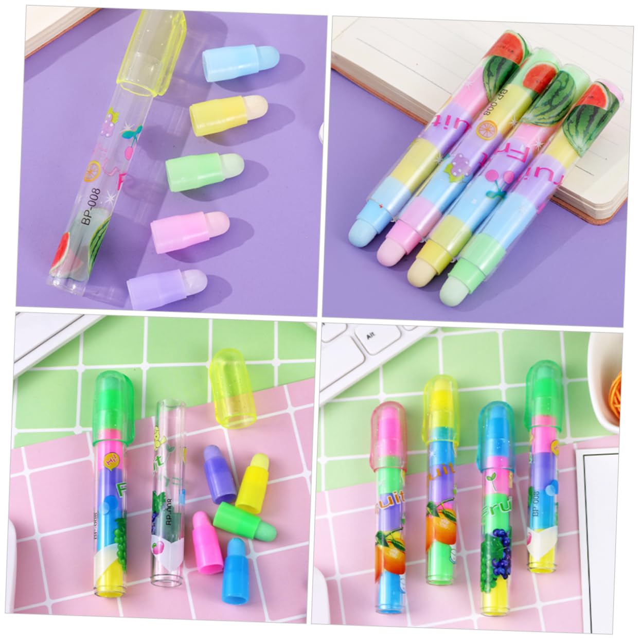 Gomme Stylo Fruit 36pcs Tpr Pp Détachable Cinq Sections Rentrée Scolaire