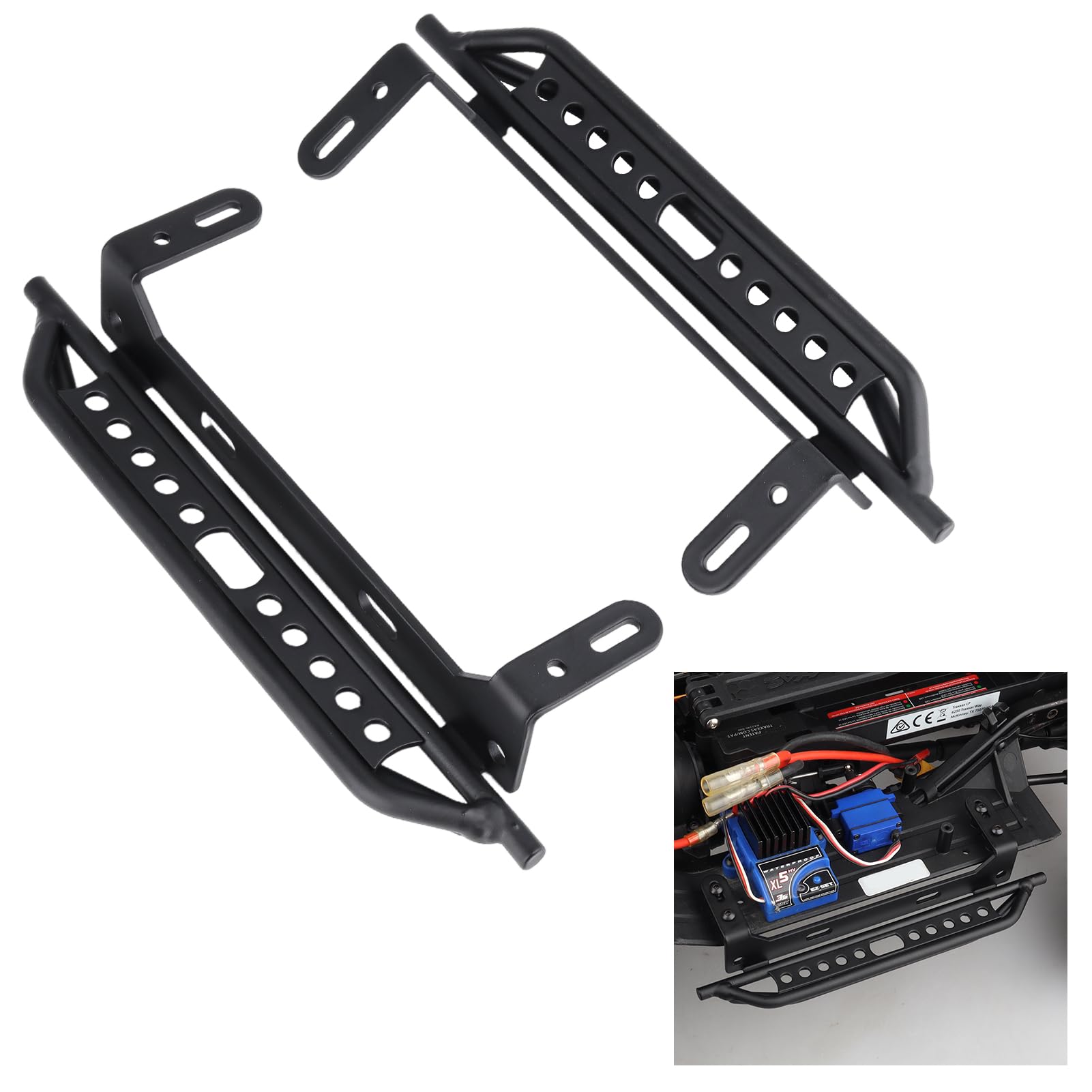 HobbyparkMetal Side Pedal Step Running Boards Foot-Plate for Traxxas TRX4 TRX-4 1/10 RC Crawler Body Shell Accessories (Black)