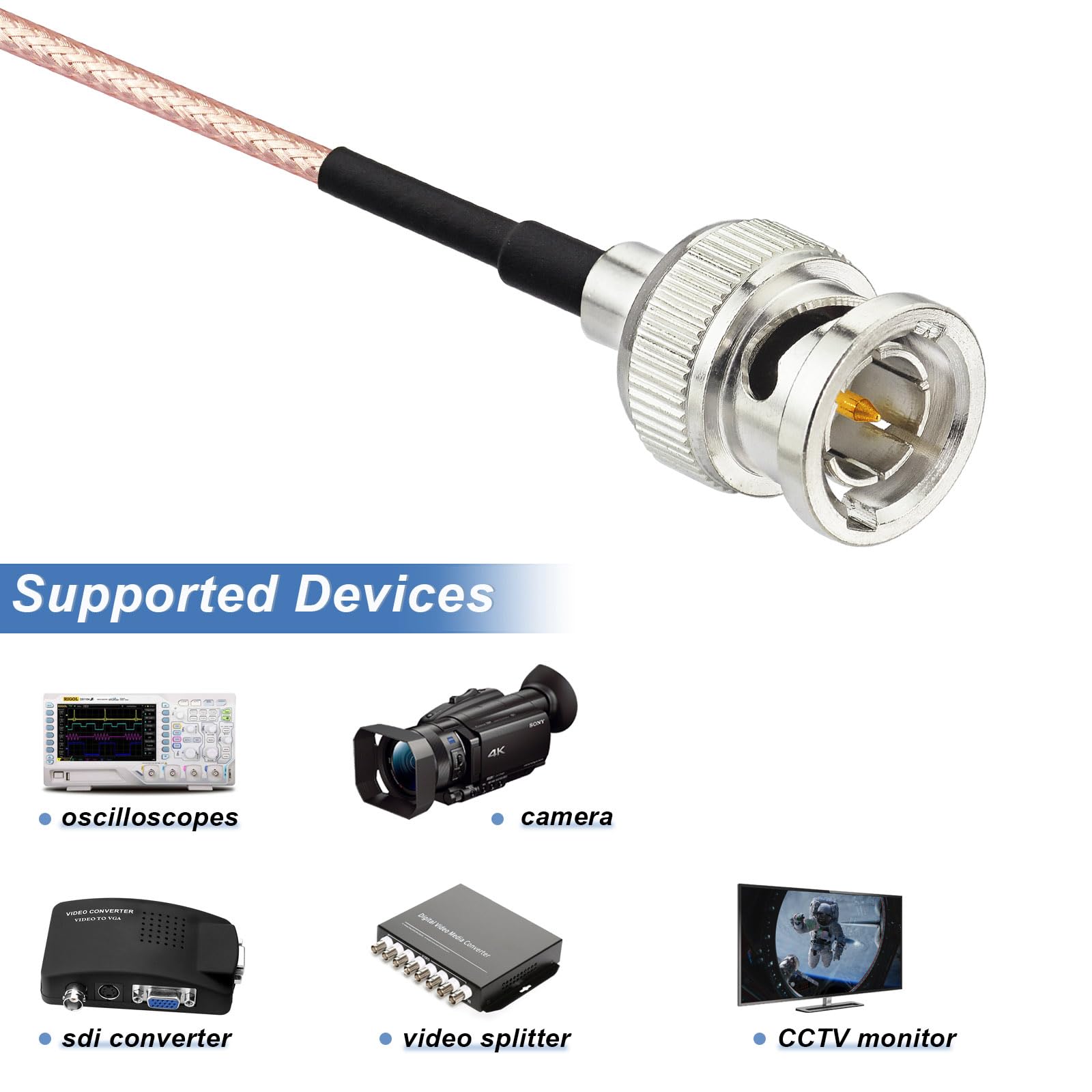 Fotocamera Bridge Cavo Micro HD BNC Maschio A BNC Femmina Belden 1855A - Perfetto Per Segnali HD-SDI, 3G E 6G, Da 10 Cm A 25 Piedi Carene Bcd - Foto 5