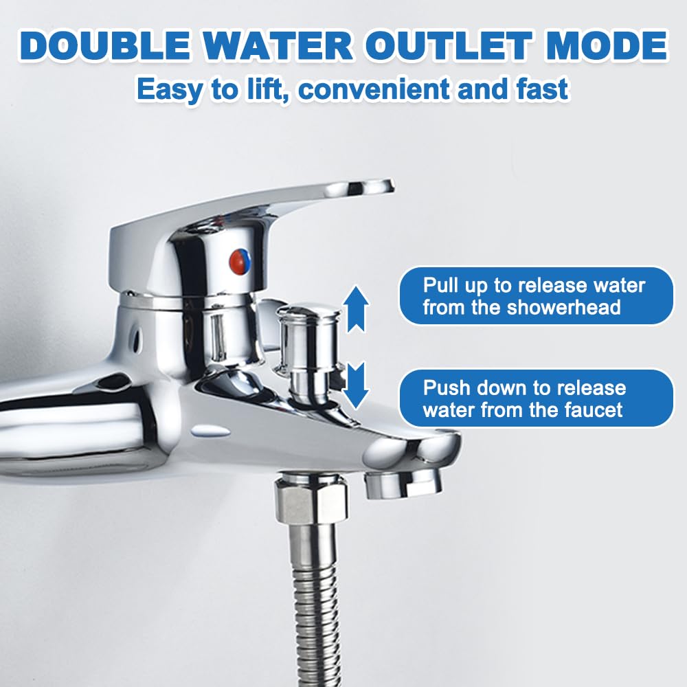Grifo Bañera y Ducha, HOVCEH Grifo Ducha de Tamaño Ajustable 13,5-17,5 cm, Monomando Duchas de Aleación de Zinc para Duchas y Bañera