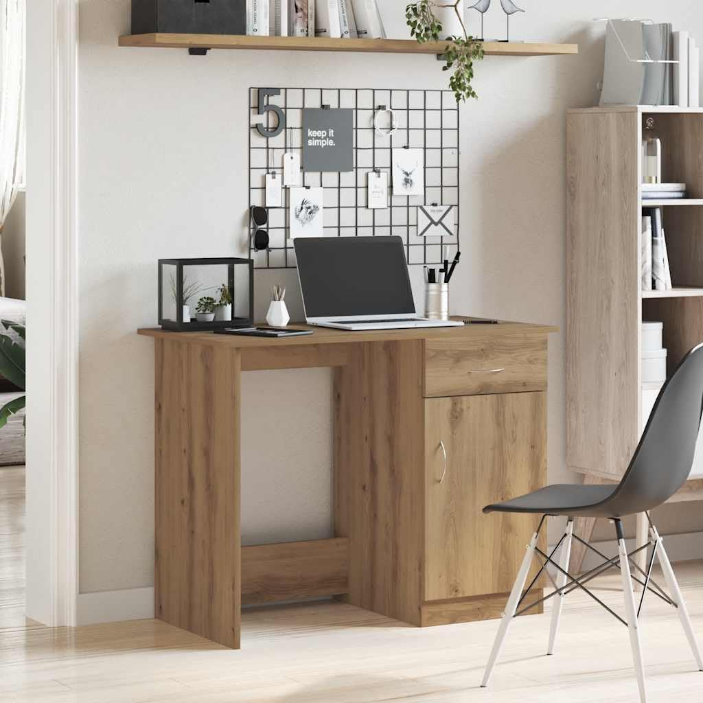 Bureau en chêne avec tiroir Artisan de 100 x 50 cm pour ordinateur et télétravail