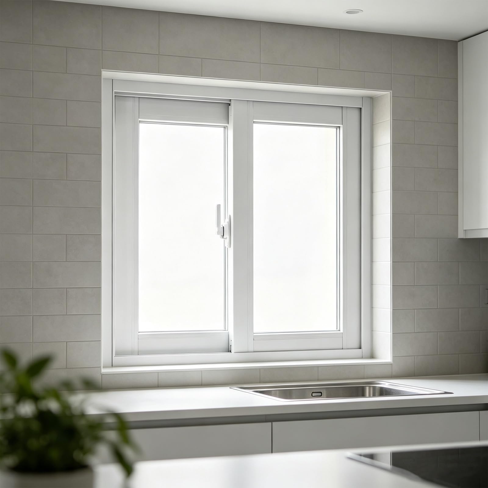 Ventana deslizante de aluminio de 68x28cm para sótano con vidrio templado