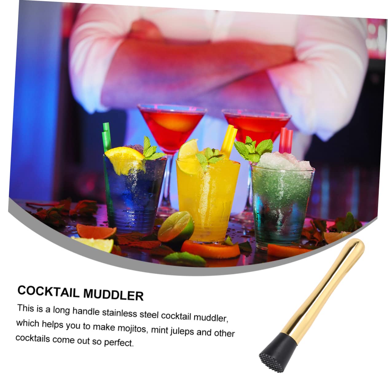 CIYODO Ice Hammer Mallet Cocktail Accessories Mint Muddler Wooden Cocktail Muddler Fruit Muddler Ice Mixing Stick Cocktail Tools Garlic Mud Mixer Ice Crushed Bars Shaker Old Fashioned