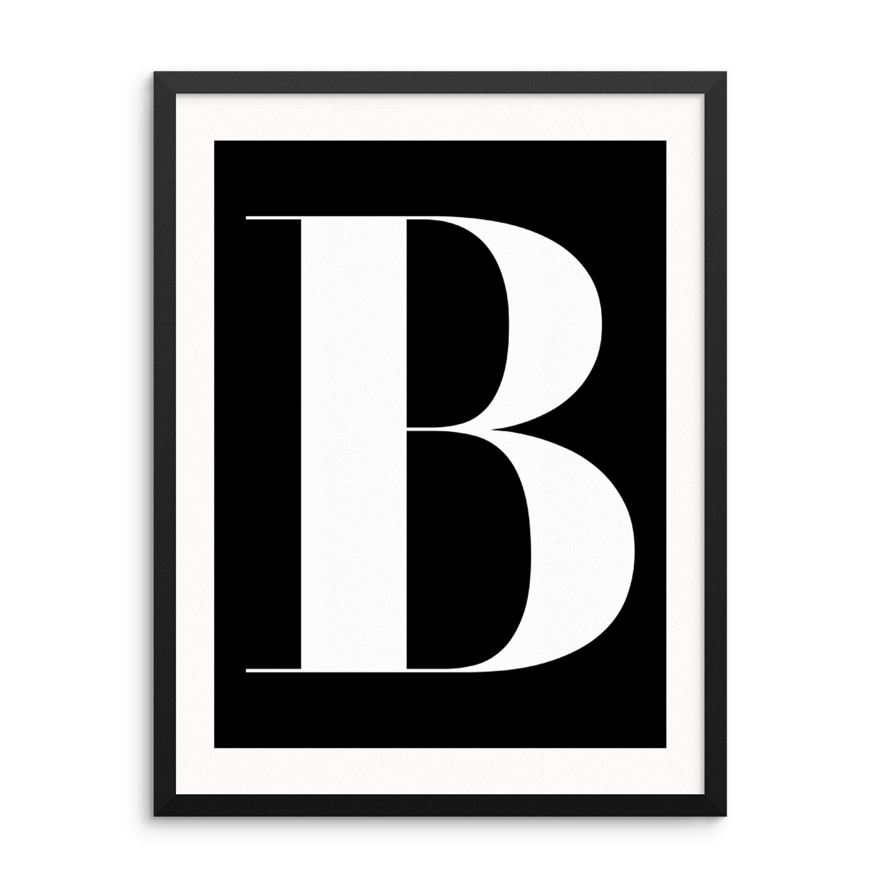 Alphabet Letters Monogram Initials Wall Art Print Poster -11"x14" UNFRAMED- Minimalist Black White Typography Artwork for Living Room, Bedroom, Bathroom, Office, Kids Playroom (11"x14", LTR 'B')