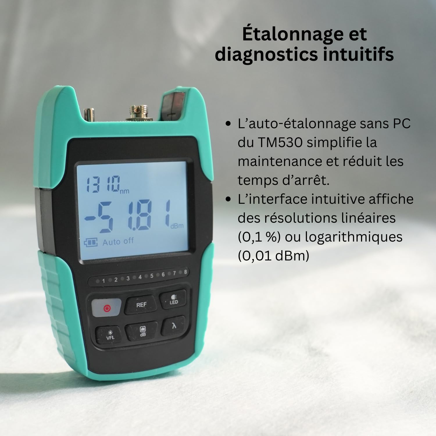 TM530 Compteur de puissance optique 4 en 1 haute précision avec batterie rechargeable testeur de fibre optique multifonctionnel avec VFL RJ45 Lumières LED