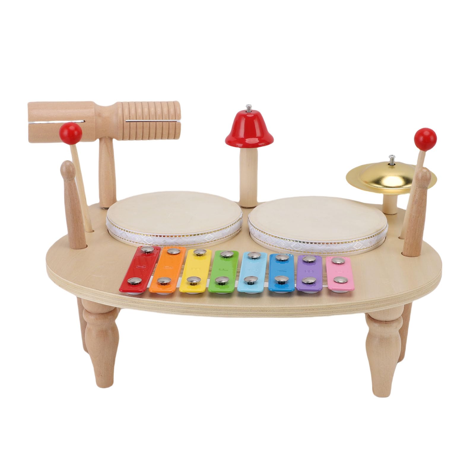 Generic Set di Batteria Educativa Giocattolo a Percussione Musicale in Legno per Bambini, Costruttore di abilità Cognitive per Ragazze, 13,2 X 10 X 8,3 Pollici