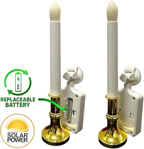 Miniatura 8 de Touch of ECO Velas solares LED sin llama para ventana con ventosa, llama parpadeante, decoración navideña, encendido automático al anochecer al