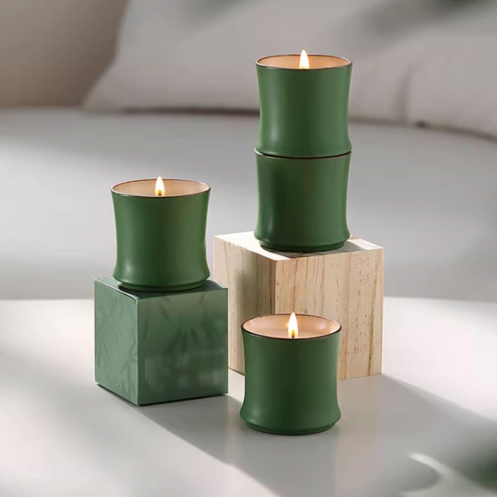 Compacto Velas de cerámica Vela de soja natural Cilindro retro Vela perfumada de larga duración for vacaciones en casa Relajación y spa no es picante(Osmanthus)