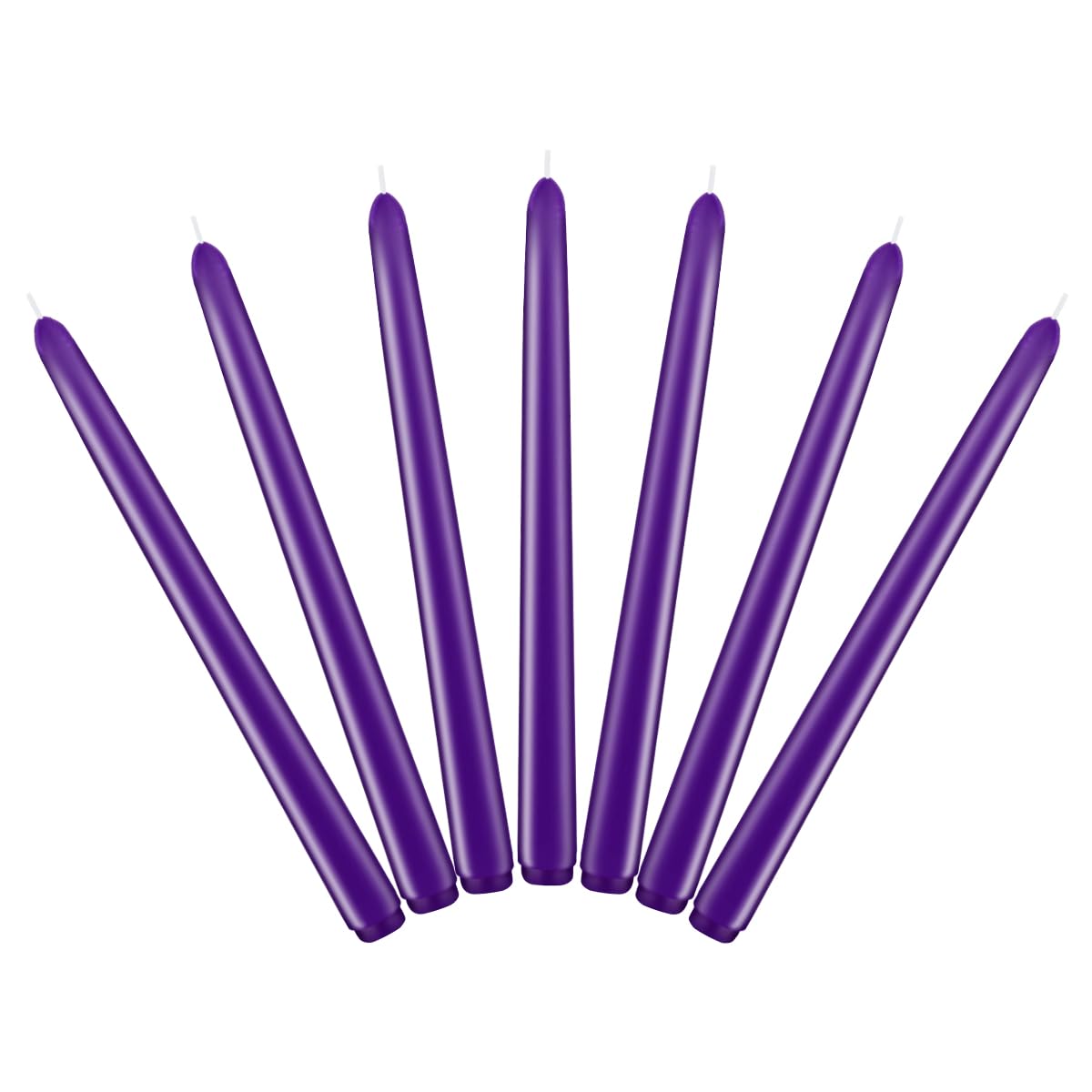 7 Packs 10 Inch Purple Taper Candles, Unscented Smokeless Non-Toxic Tall Skinny Colored Wax Candlesticks with Cotton Wicks for Burning Approxinately 7-8 Hours Time