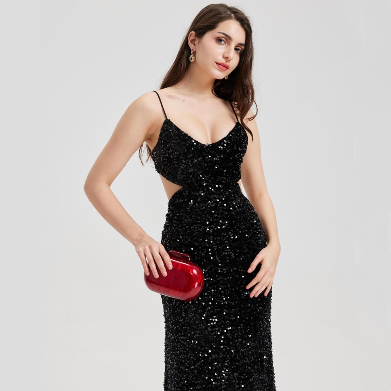 Acrylic Evening Clutch Bag for Women Shell Shape Shoulder Crossbody Bag Glitter Marble Purse Handbag - Image 3