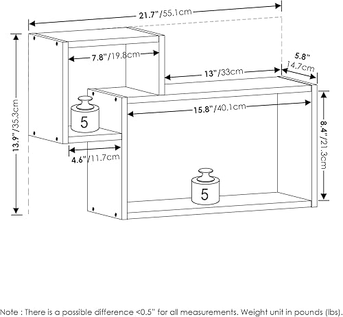 Miniatura 9 de Furinno Estantería radial para esquina de pared montaje flotante de 3 niveles