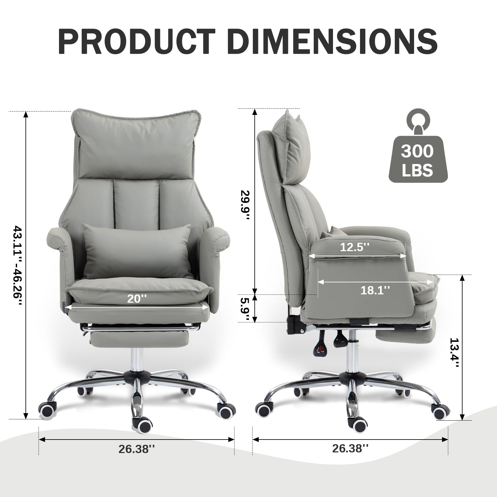 Home Office Desk Chairs Executive Office Chair 155 Reclining Office Chair with Footrest Leather High Back Comfy Computer — view 2