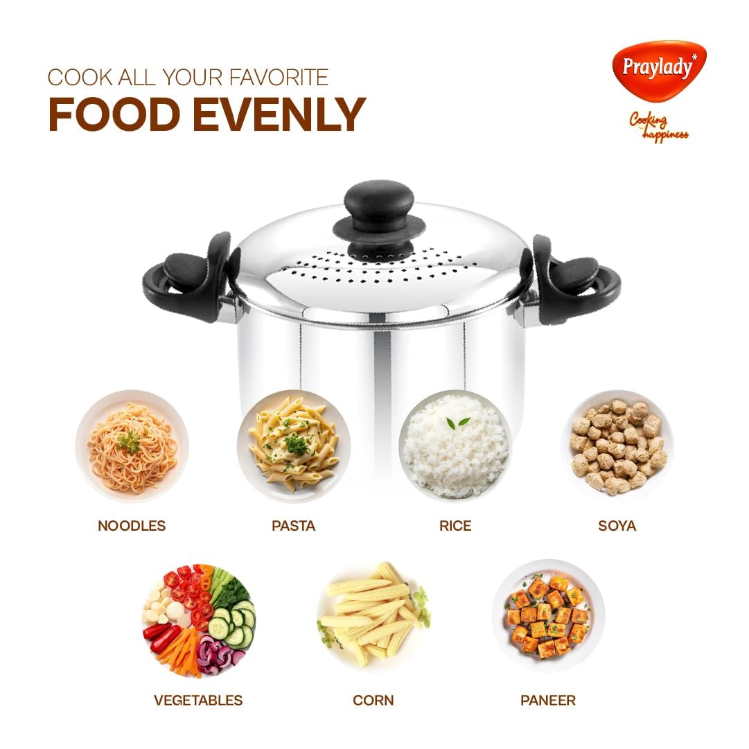 Praylady Stainless Steel Strainer Pot - 3L, Induction Base -9 Praylady Stainless Steel Strainer Pot - 3L, Induction Base -9