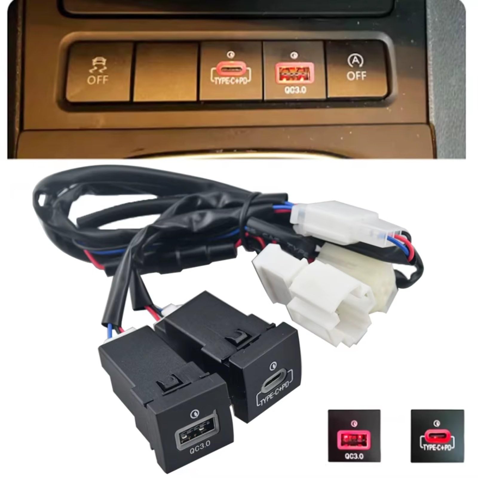 Consola USB Compatible Con VW Para Golf 6 Para Jetta 5 MK5 2006-2012 Para Cargador 12V 24V Salida De Carga Potencia QC3.0 PD Para Tipo Puerto USB Coche