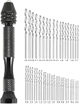Precision Pin Vise Hand Drill with 49pcs Micro Twist Drill Bits Set (0.5-3.0mm) Mini Hand Drill Rotary Tool for Wood,Jewelry,Plastic,Resin Manual Making DIY Assembling Drilling